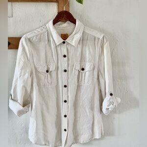 55% Linen Beach Top with Wooden Buttons